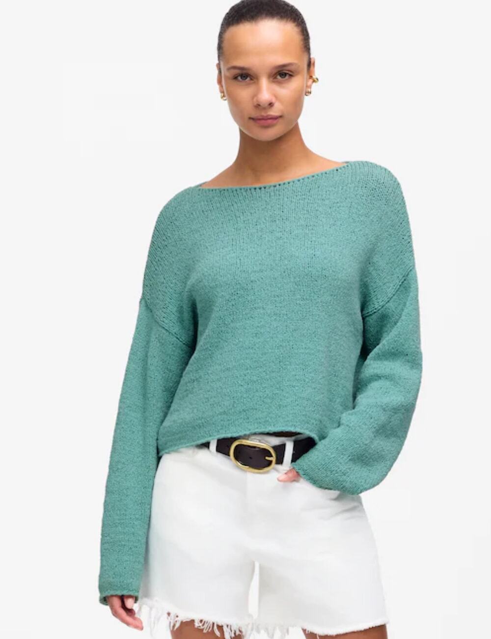 NWOT Madewell Boatneck Pullover Sweater In Wave Crest Size Medium